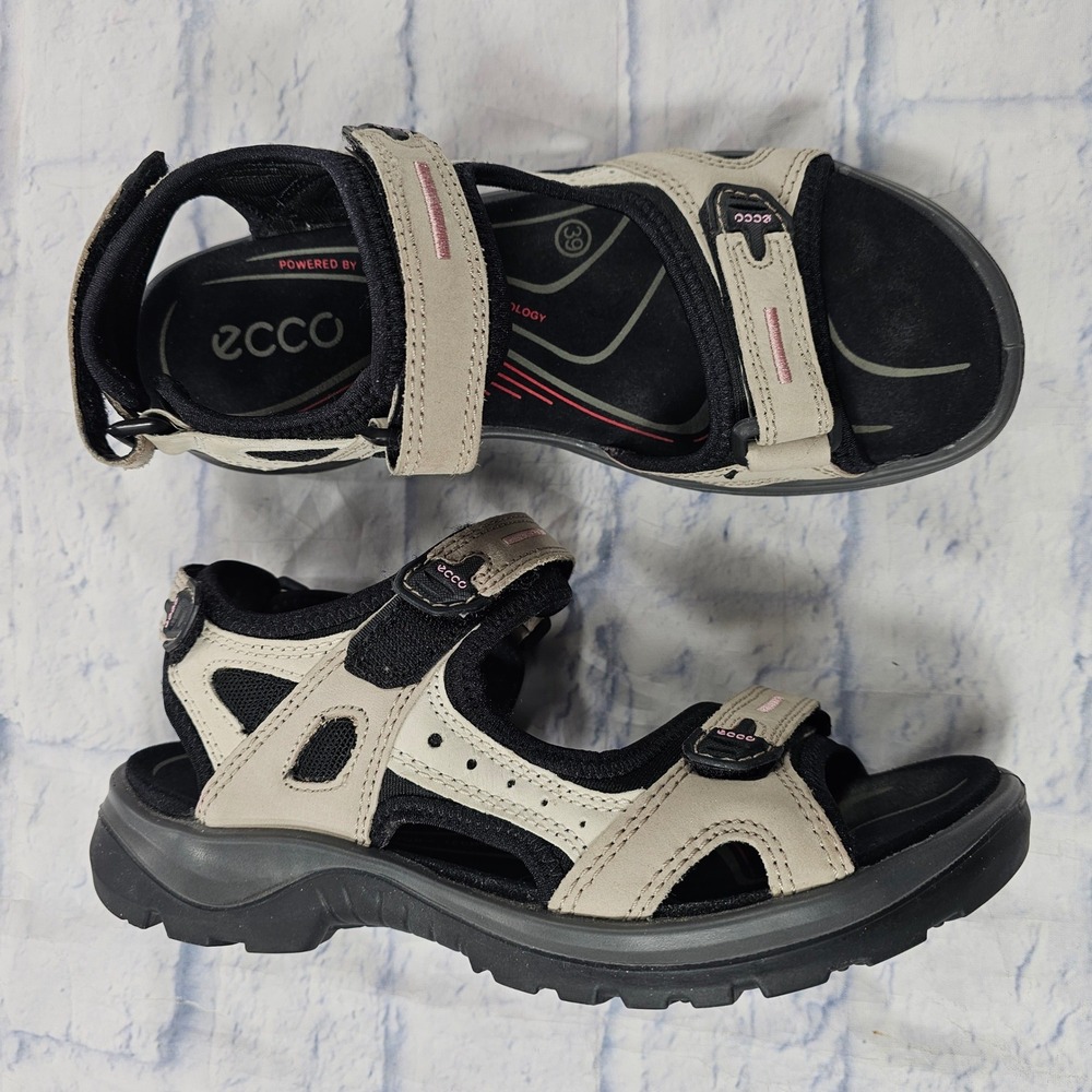 ECCO Offroad Yucatan Sport Sandals Womens 39 8 Beige Black Receptor Hiking Trail
